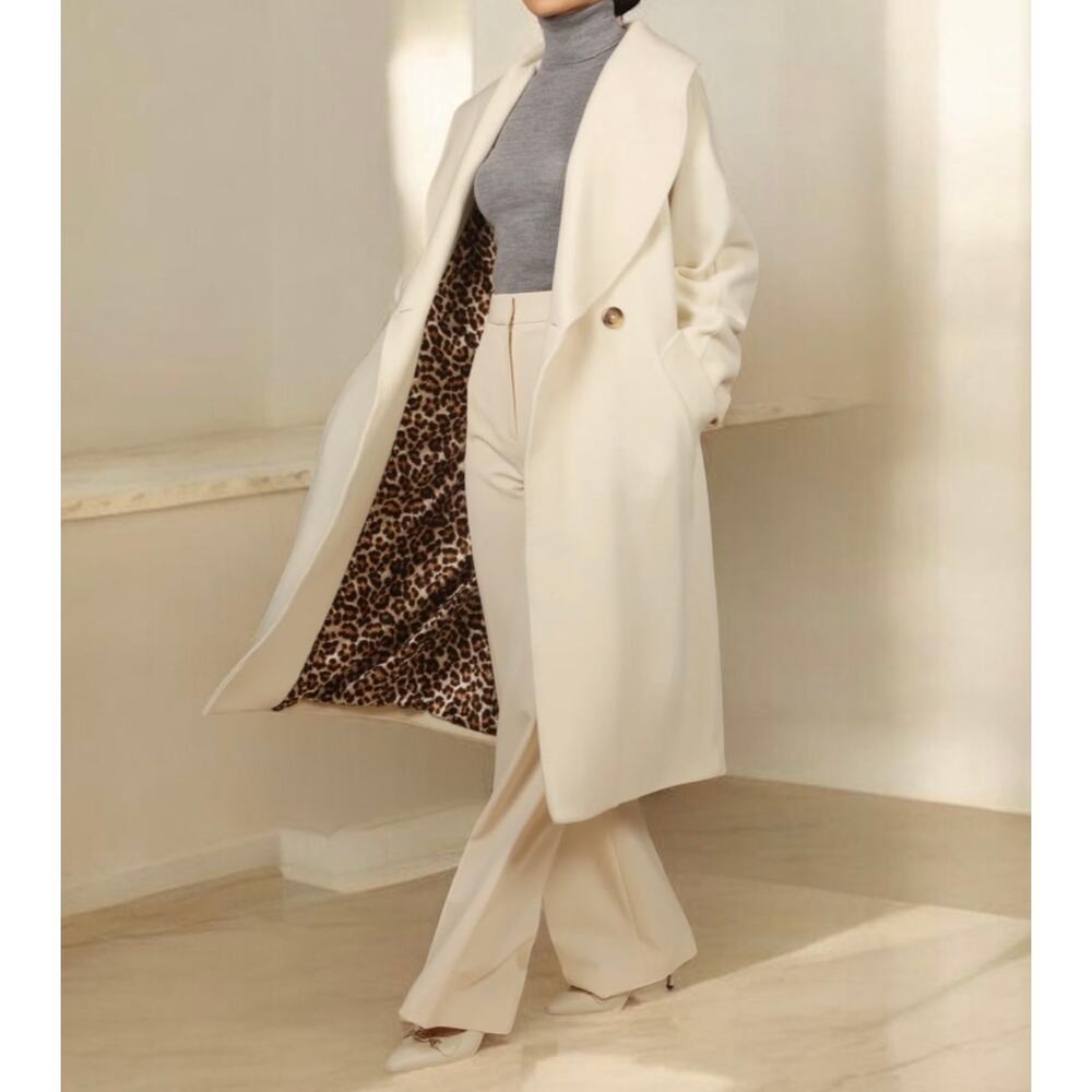 NWT Santinni London “Hepburn” Italian Virgin Wool & Cashmere Coat Size L - Picture 4 of 16